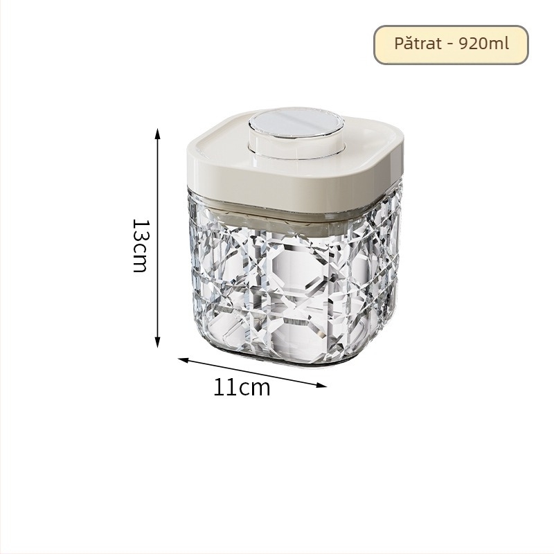 Recipient plastic de depozitare cu capac etanș, transparent, 301–500 ml, potrivit pentru cereale, nuci, ceai și gustări, stil modern minimalist