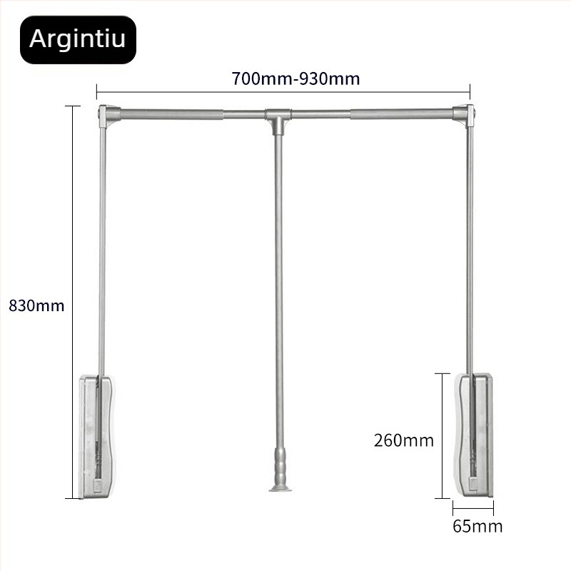 Bară de haine retractabilă pentru garderobă, ABS + aliaj de aluminiu; marcă Nanqi; model: bară de haine retractabilă; utilizare în garderobă; stil: lux ușor