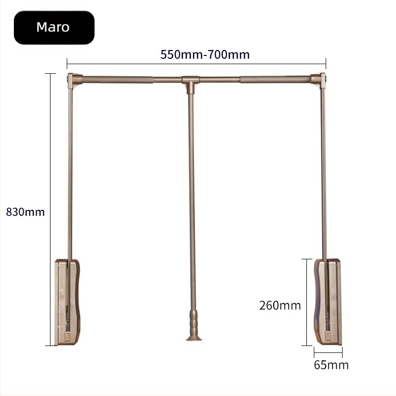Bară de haine retractabilă pentru garderobă, ABS + aliaj de aluminiu; marcă Nanqi; model: bară de haine retractabilă; utilizare în garderobă; stil: lux ușor