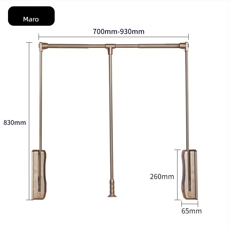 Bară de haine retractabilă pentru garderobă, ABS + aliaj de aluminiu; marcă Nanqi; model: bară de haine retractabilă; utilizare în garderobă; stil: lux ușor