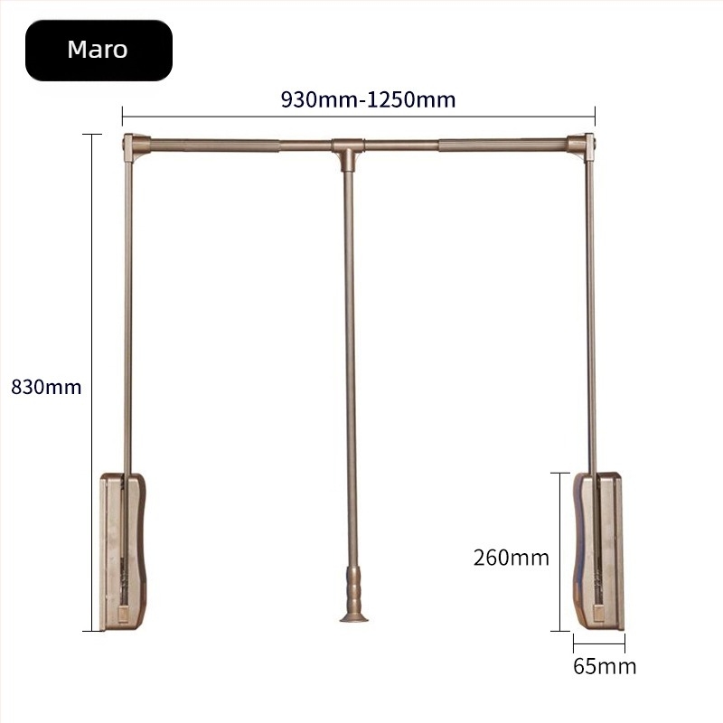 Bară de haine retractabilă pentru garderobă, ABS + aliaj de aluminiu; marcă Nanqi; model: bară de haine retractabilă; utilizare în garderobă; stil: lux ușor