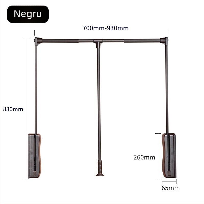 Bară de haine retractabilă pentru garderobă, ABS + aliaj de aluminiu; marcă Nanqi; model: bară de haine retractabilă; utilizare în garderobă; stil: lux ușor
