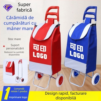 Căruț de cumpărături pliabil cu două roți, cadru din fier, capacitate 30 kg