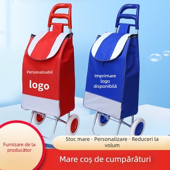 Căruț de cumpărături pliabil cu două roți, cadru din fier, capacitate 30 kg