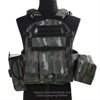 Vestă tactică de exterior, ușoară, camuflaj (Material: 600D Oxford; Model: Camuflaj; Funcții: Respirabil, Impermeabil, Rezistent la uzură; Sezoane: Toate anotimpurile)