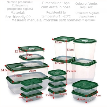 Cutie pentru păstrarea alimentelor (din plastic, pătrată, capacitate sub 300 ml, 24 buc., nu este compatibilă cu cuptorul cu microunde)