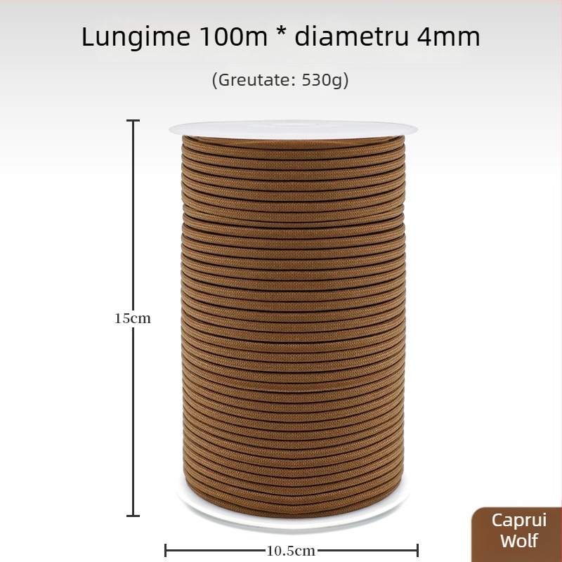 Șnur paracord pentru exterior, 100 m lungime, diametru 4 mm, 9-miez 550 cord pentru camping, alpinism și salvare