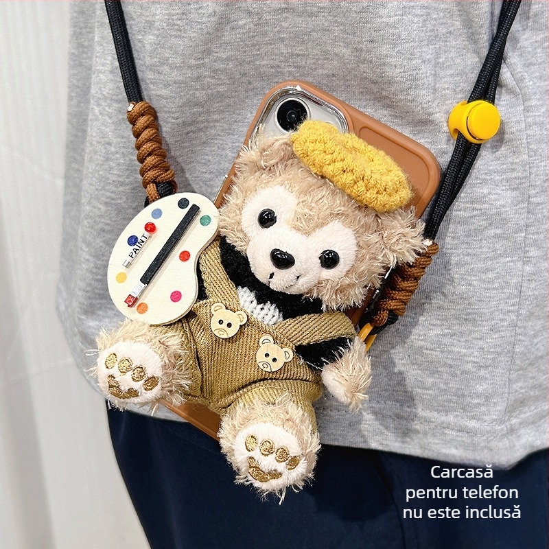 Accesoriu pentru telefon cu pluș: clipsă pe spate, curea crossbody, curea universală pentru gât – suport portabil, stil desen animat, iarna 2024