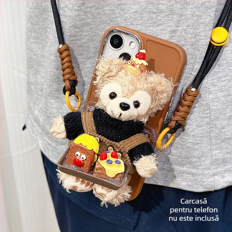 Accesoriu pentru telefon cu pluș: clipsă pe spate, curea crossbody, curea universală pentru gât – suport portabil, stil desen animat, iarna 2024