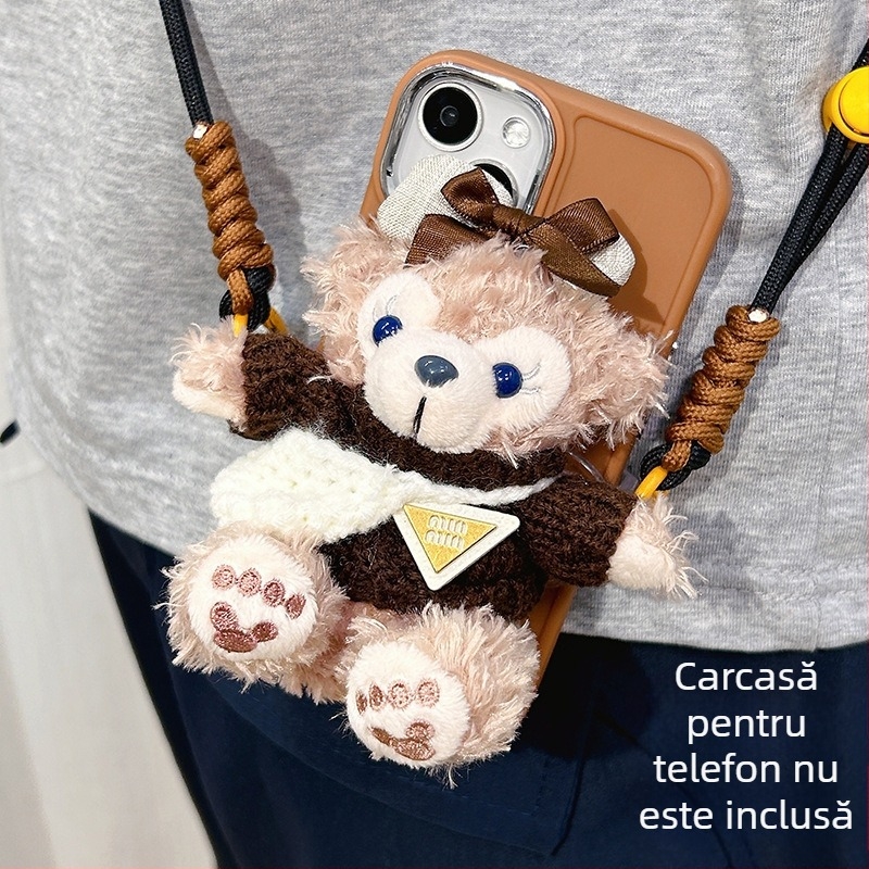 Accesoriu pentru telefon cu pluș: clipsă pe spate, curea crossbody, curea universală pentru gât – suport portabil, stil desen animat, iarna 2024