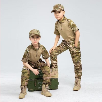 Set camuflaj pentru copii, mâneci scurte, vară, pentru grădiniță și antrenament militar în tabere