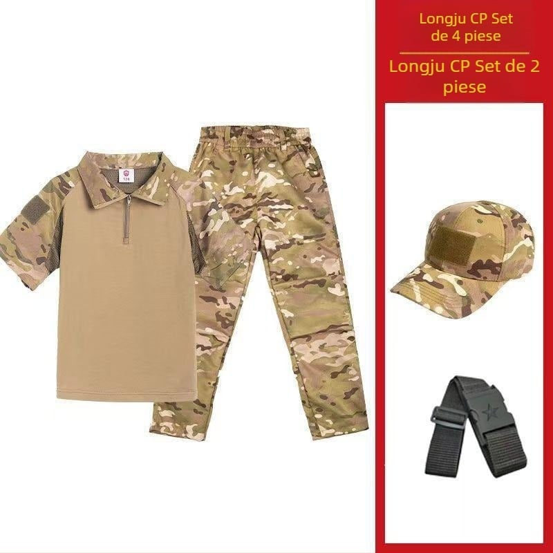 Set camuflaj pentru copii, mâneci scurte, vară, pentru grădiniță și antrenament militar în tabere