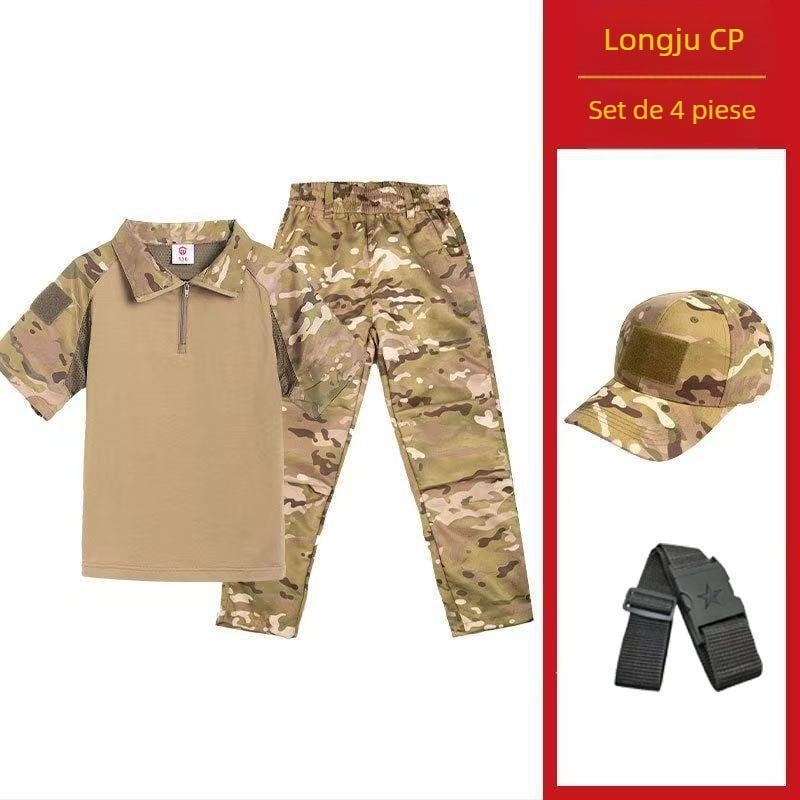 Set camuflaj pentru copii, mâneci scurte, vară, pentru grădiniță și antrenament militar în tabere