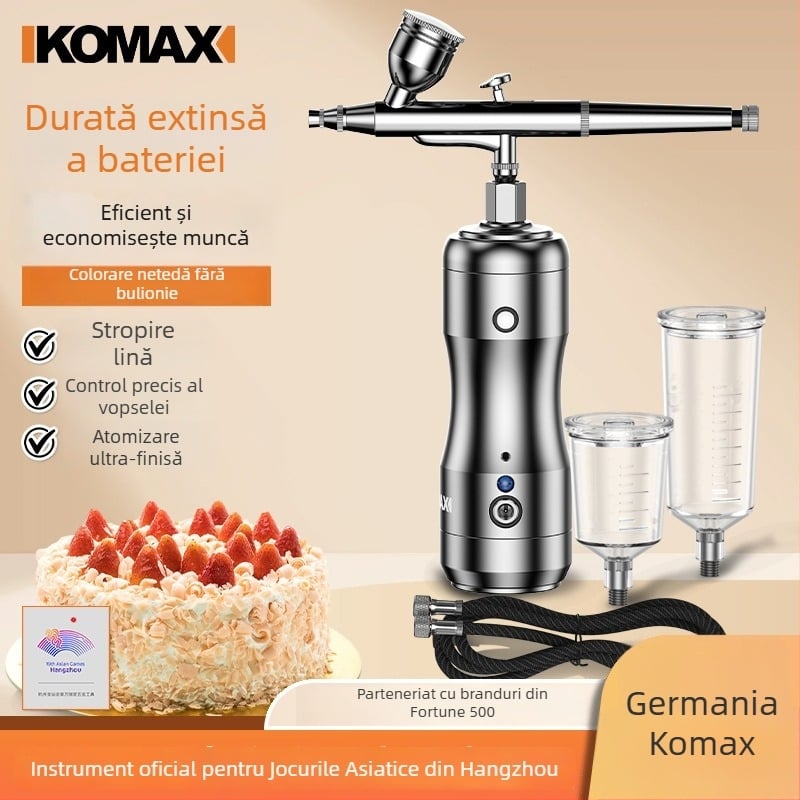 Airbrush pentru torturi, wireless, electric — pentru mousse și pigmenți, baterie Li-ion reîncărcabilă, 12V, marca Comes