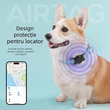 Guler pentru câine cu protecție Airtag și GPS locator, Fb105, 240mAh, 100 g, nylon, urmărire și alarmă