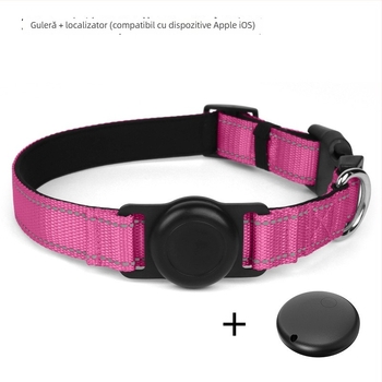 Guler pentru câine cu protecție Airtag și GPS locator, Fb105, 240mAh, 100 g, nylon, urmărire și alarmă