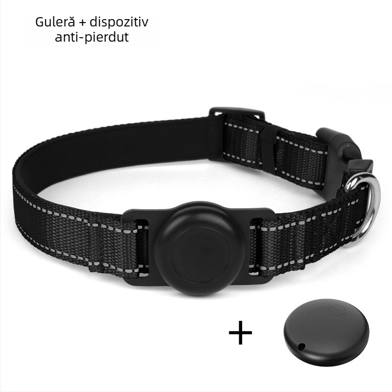 Guler pentru câine cu protecție Airtag și GPS locator, Fb105, 240mAh, 100 g, nylon, urmărire și alarmă