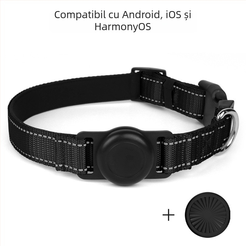 Guler pentru câine cu protecție Airtag și GPS locator, Fb105, 240mAh, 100 g, nylon, urmărire și alarmă
