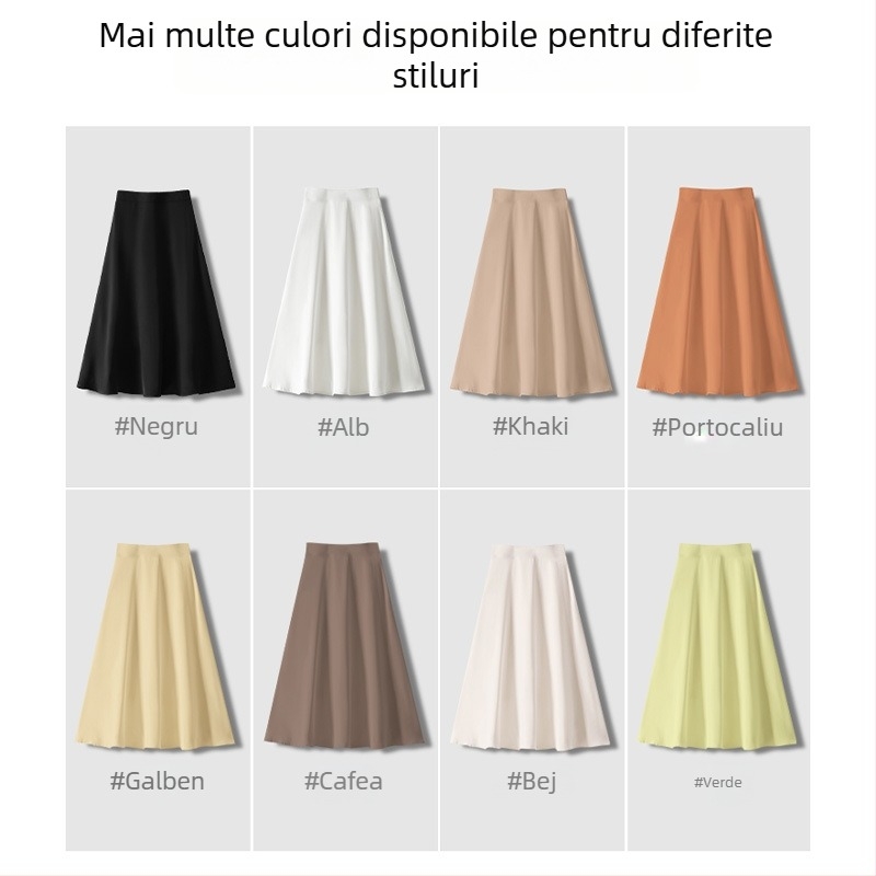 Fustă A-line, umbrelă, lungime midi, talie înaltă, țesătură lână, toamnă 2025.