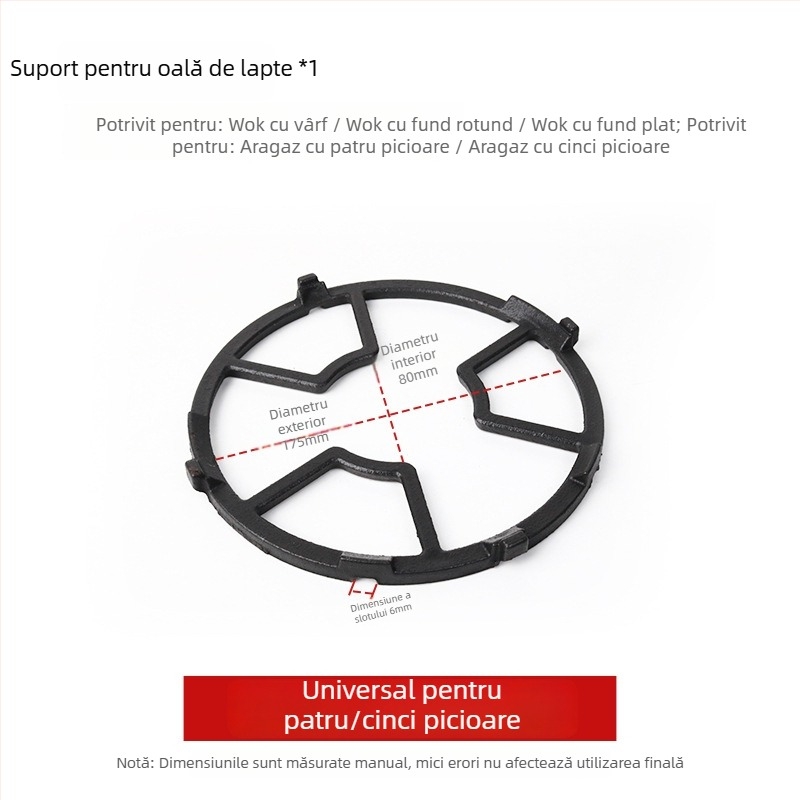 Suport pentru tigăi la aragaz, universal, potrivit pentru oale de lapte și vase mici, design cu patru sau cinci brațe, montaj pe partea de jos, greutate netă 780 g