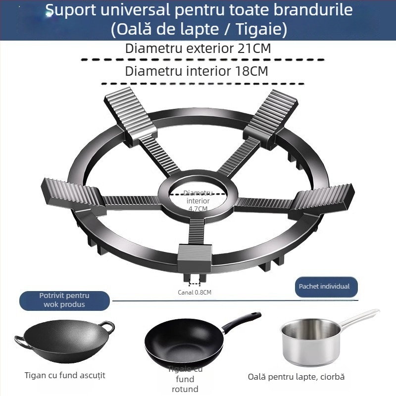 Suport pentru tigăi la aragaz, universal, potrivit pentru oale de lapte și vase mici, design cu patru sau cinci brațe, montaj pe partea de jos, greutate netă 780 g