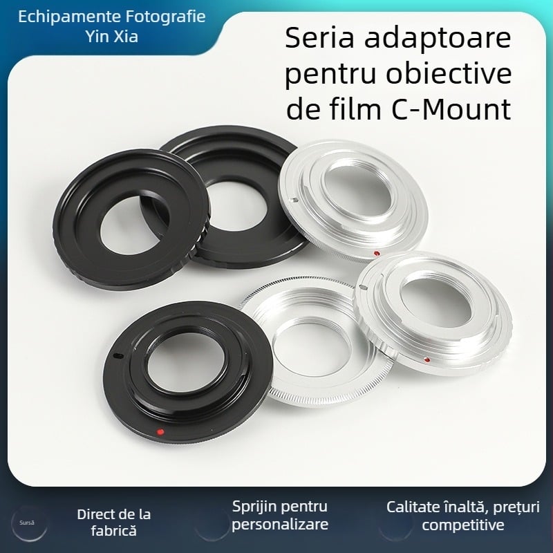 Accesorii pentru obiectiv: inel adaptor C-mount pentru EOS-R, aliaj de aluminiu, sarcină maximă 6–10 kg