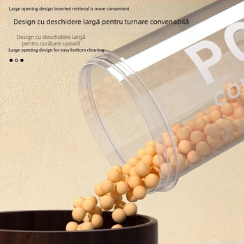Recipient cilindric, transparent din plastic, etanș pentru depozitare alimentară, pentru condimente, fasole, nuci și cereale, 800–1000 ml