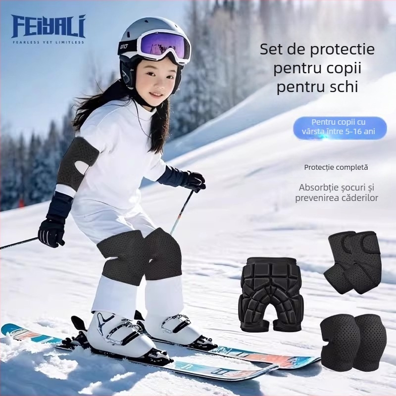 Feiyali Protecție pentru șolduri și genunchi pentru copii la schi – bază din spandex pentru sporturi de iarnă