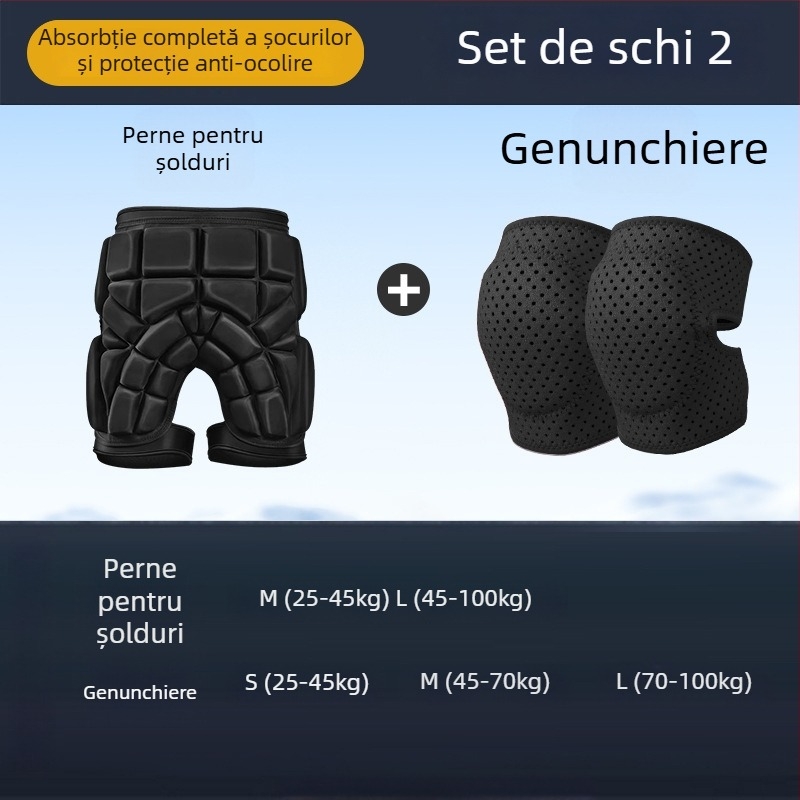 Feiyali Protecție pentru șolduri și genunchi pentru copii la schi – bază din spandex pentru sporturi de iarnă