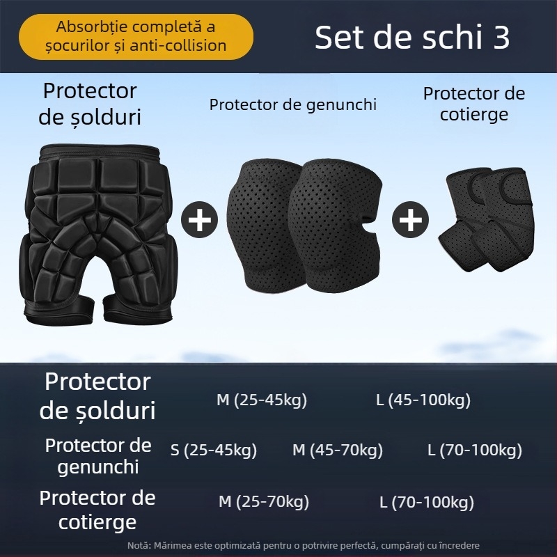 Feiyali Protecție pentru șolduri și genunchi pentru copii la schi – bază din spandex pentru sporturi de iarnă