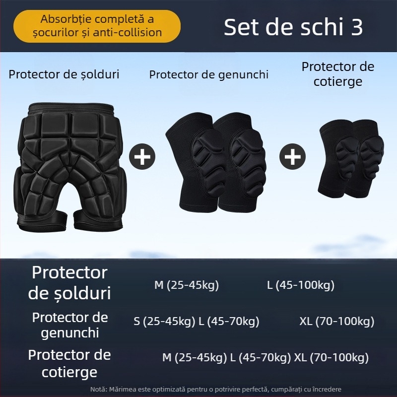 Feiyali Protecție pentru șolduri și genunchi pentru copii la schi – bază din spandex pentru sporturi de iarnă