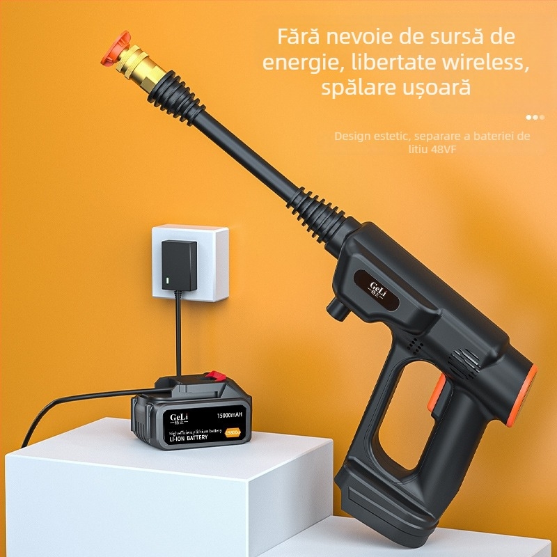 Pistol de apă fără fir, reîncărcabil pentru spălarea mașinii și grădină — Donkin, capul pistolului și mânerul din nylon polimeric, distanța de pulverizare 12, presiunea apei 2 Pa
