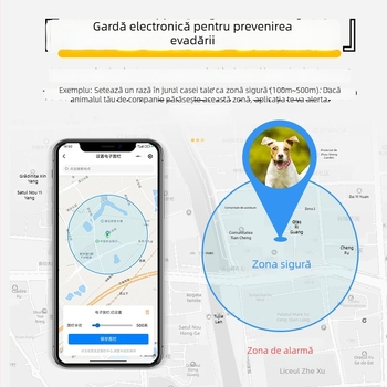 Localizator pentru animale BC01 IP66 impermeabil, precizie GPS 5 m, alarmă de perimetru, autonomie baterie 168 h