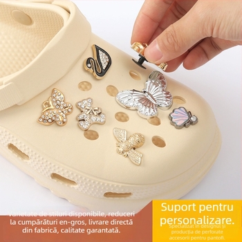 Charmuri metalice pentru Crocs - fluture, floare 3D insectă, accesorii detașabile, stil cataramă Crocs