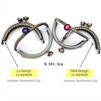 Hardvare pentru geantă: cap de lotus, ramă semicircular gravată, realizat manual, fier, marcă Yl