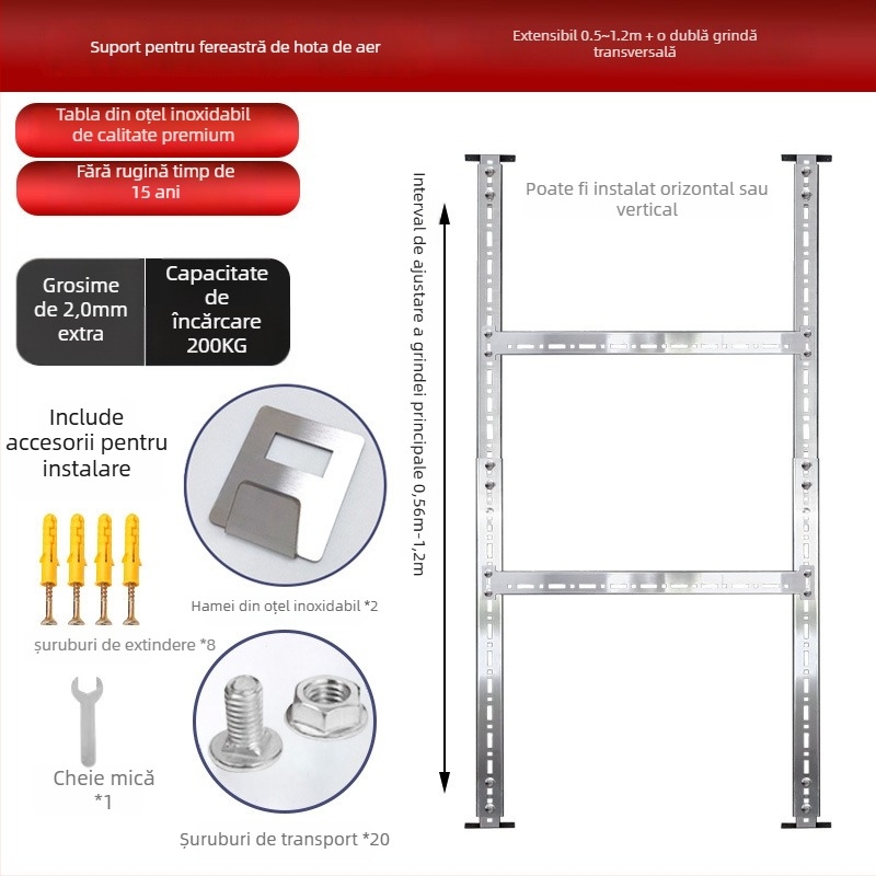 Suport din oțel inoxidabil pentru hotă – Suport universal pentru hotă, montaj pe perete, 2 kg