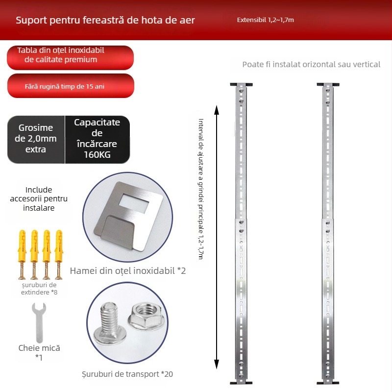 Suport din oțel inoxidabil pentru hotă – Suport universal pentru hotă, montaj pe perete, 2 kg