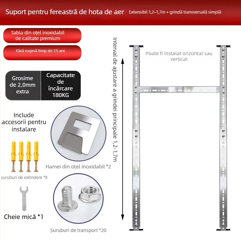 Suport din oțel inoxidabil pentru hotă – Suport universal pentru hotă, montaj pe perete, 2 kg