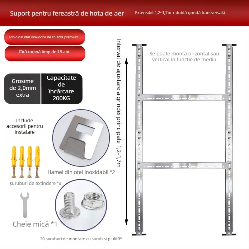 Suport din oțel inoxidabil pentru hotă – Suport universal pentru hotă, montaj pe perete, 2 kg