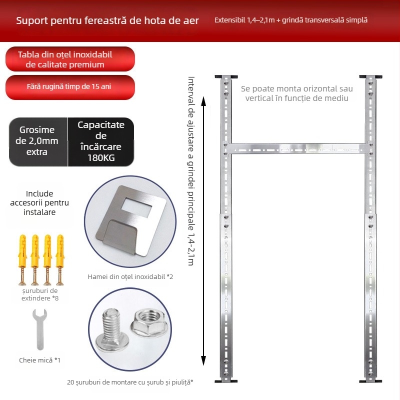 Suport din oțel inoxidabil pentru hotă – Suport universal pentru hotă, montaj pe perete, 2 kg