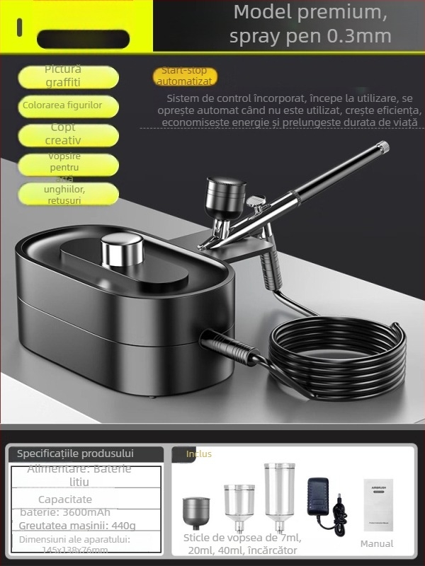 Pistol de pulverizare electric multifuncțional pentru vopsele acrilice, vopsire modele și artă pentru unghii — asoyoga, seria Pistol de pulverizare multifuncțional