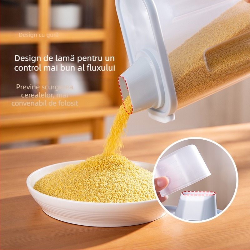 RYSTARS Borcan din plastic pentru depozitarea cerealelor – transparent, capac etanș, formă neregulată, 2.1–3 L, impermeabil