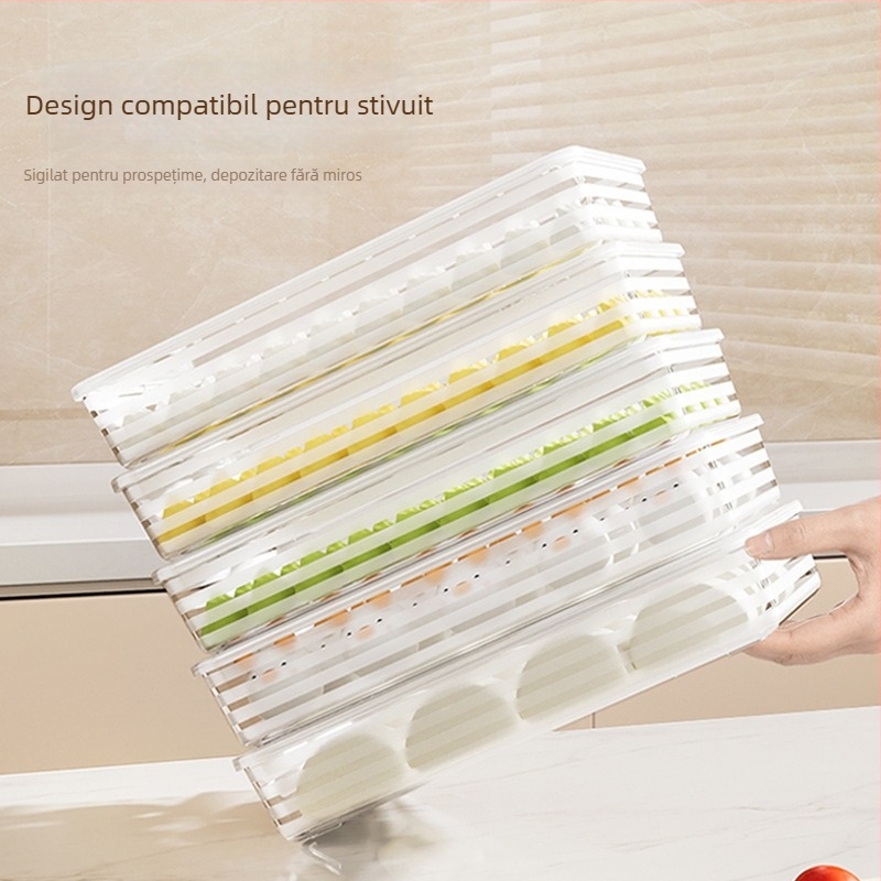 Cutie de depozitare pentru gyoza, din plastic, siguranță alimentară, stil japonez, păstrează prospețimea, 40 bucăți