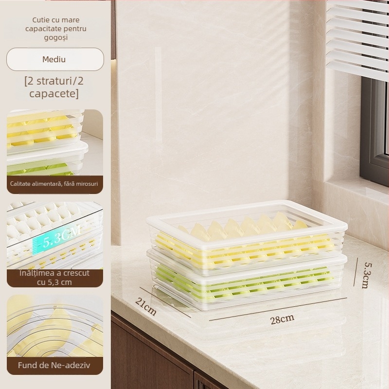 Cutie de depozitare pentru gyoza, din plastic, siguranță alimentară, stil japonez, păstrează prospețimea, 40 bucăți