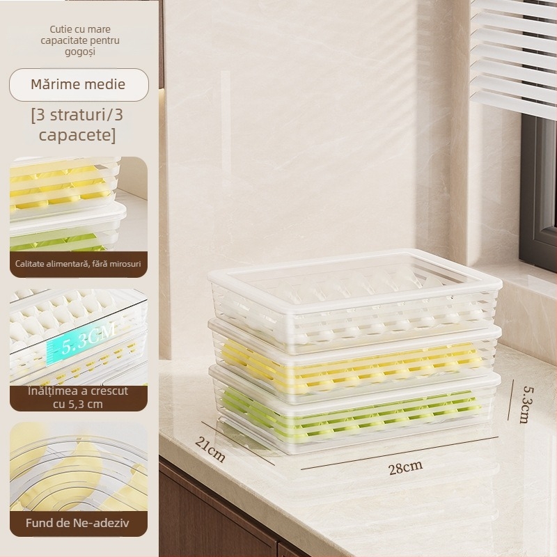 Cutie de depozitare pentru gyoza, din plastic, siguranță alimentară, stil japonez, păstrează prospețimea, 40 bucăți