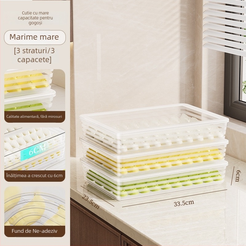 Cutie de depozitare pentru gyoza, din plastic, siguranță alimentară, stil japonez, păstrează prospețimea, 40 bucăți