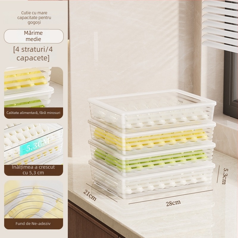 Cutie de depozitare pentru gyoza, din plastic, siguranță alimentară, stil japonez, păstrează prospețimea, 40 bucăți