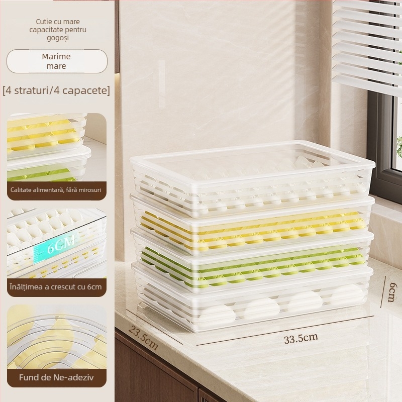 Cutie de depozitare pentru gyoza, din plastic, siguranță alimentară, stil japonez, păstrează prospețimea, 40 bucăți