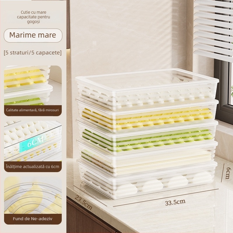 Cutie de depozitare pentru gyoza, din plastic, siguranță alimentară, stil japonez, păstrează prospețimea, 40 bucăți