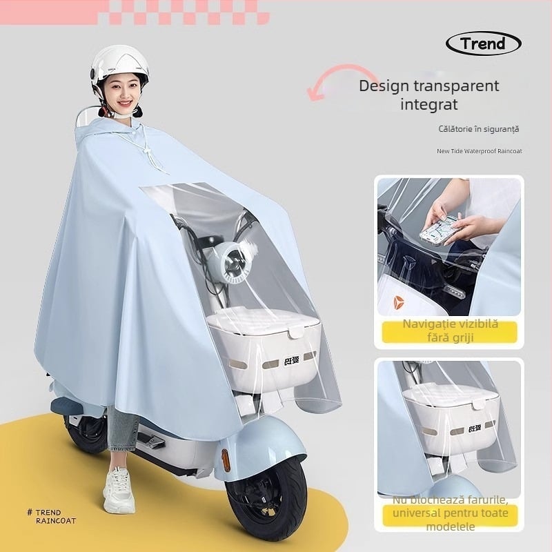 Poncho pentru două persoane – protecție impermeabilă pentru motociclete și vehicule electrice, țesătură Oxford groasă, posibilitate de personalizare